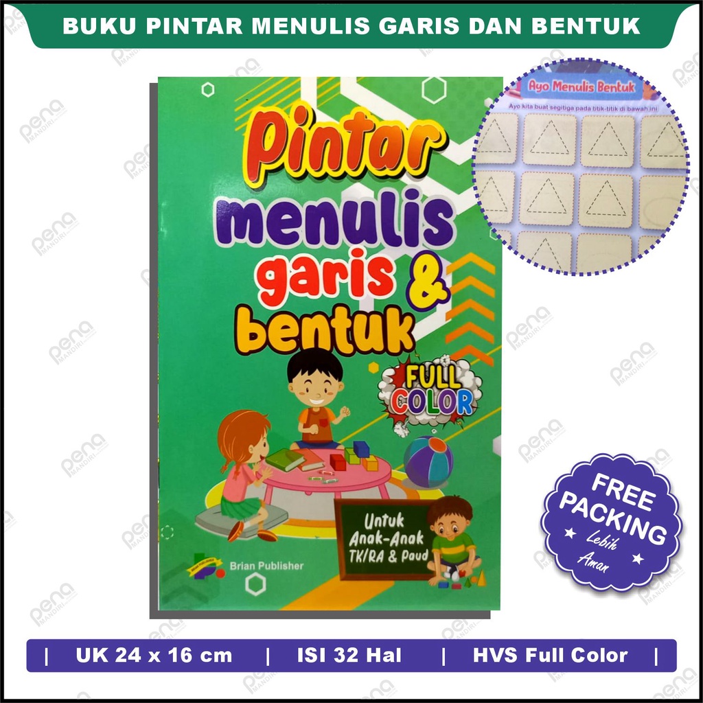 Buku Belajar Anak Pintar Menulis Garis dan Bentuk Brian Publisher Full Color