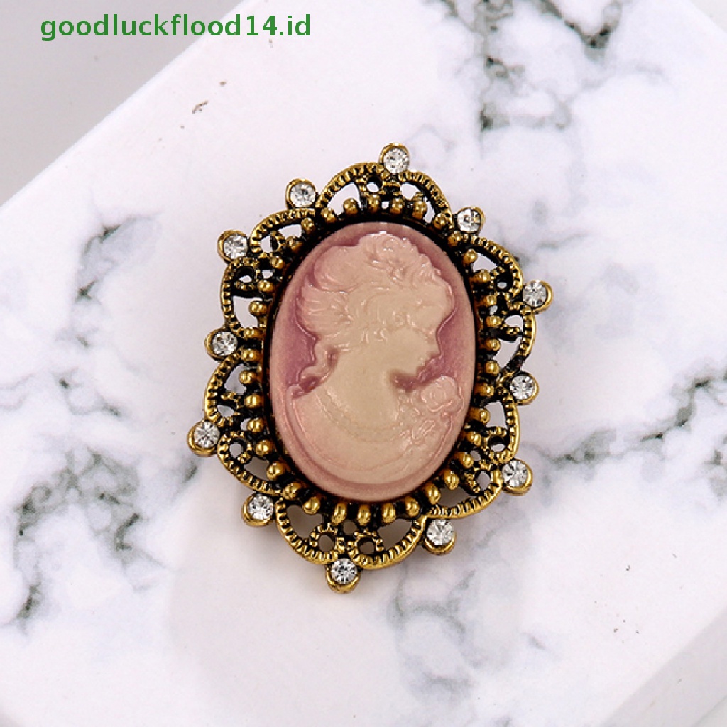 [GOOGFOUR] Pernikahan Retro Cameo Mutiara Kristal Berlian Imitasi Bros Pin Bunga Wanita Perhiasan [TOP]