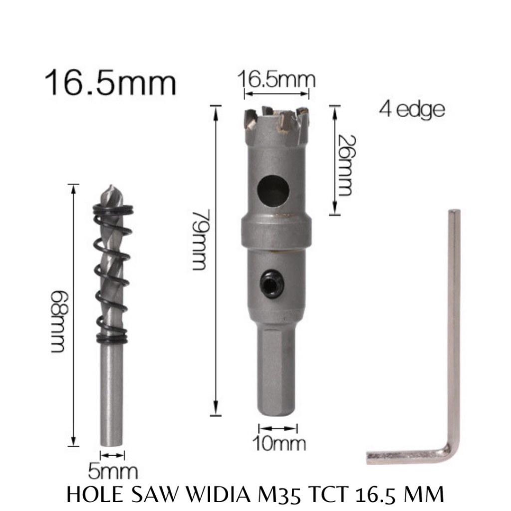 Mata Bor HSS TCT M35 Widia Besi Metal Carbide Hole Saw 15MM - 25MM