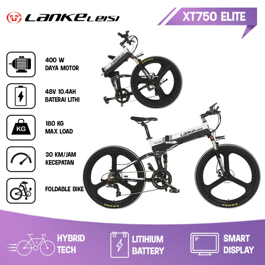 Sepeda Listrik Lipat Elektrik Lankeleisi XT750 Elite Version White