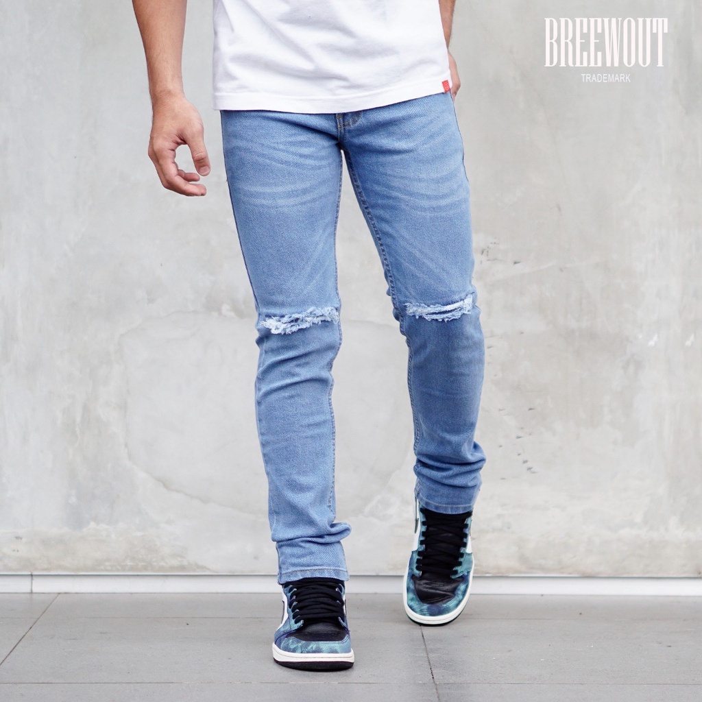 Celana Jeans Sobek Pria/Celana Jeans Sobek Lutut/Celana Sobek Pria Keren/Celana Jeans Pria Keren