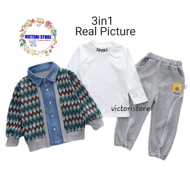 Setelan Anak Laki Laki Import Baju Anak Cowo 3in1 HARLEY