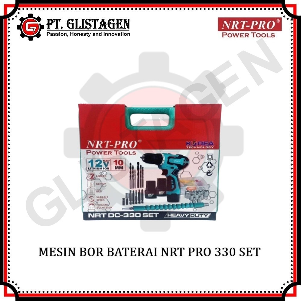 NRT-PRO 330 SET Bor Tangan Cordless Batre Baterai 12V 330 SET ( Lengkap )