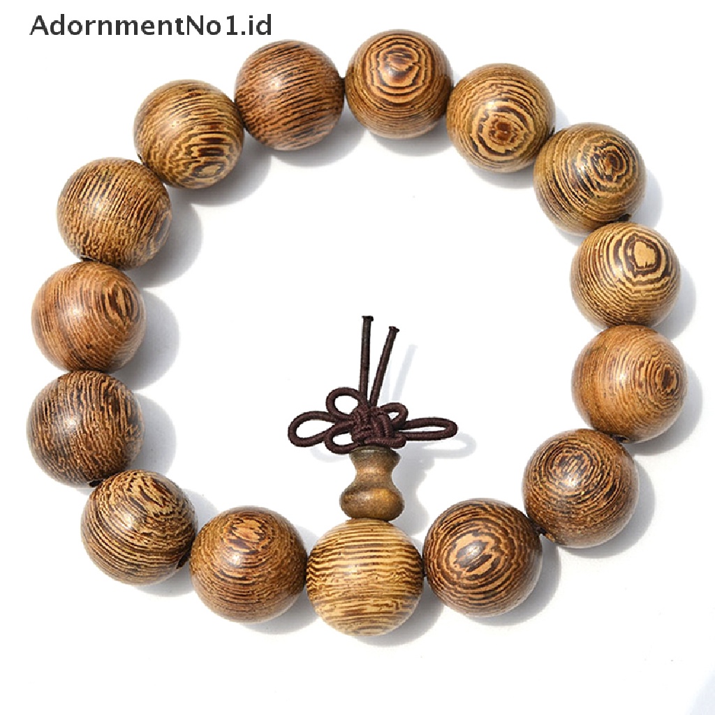 [AdornmentNo1] 15mm Kayu Tibet Buddha Budha Tasbih Gelang Mala Bangle Wristband [ID]