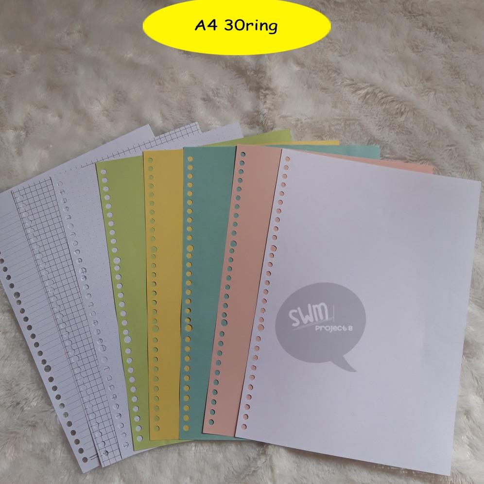 

JIV8A A4 30ring - isi binder refill loose leaf kertas file filler color warna polos bergaris kotak titik 91