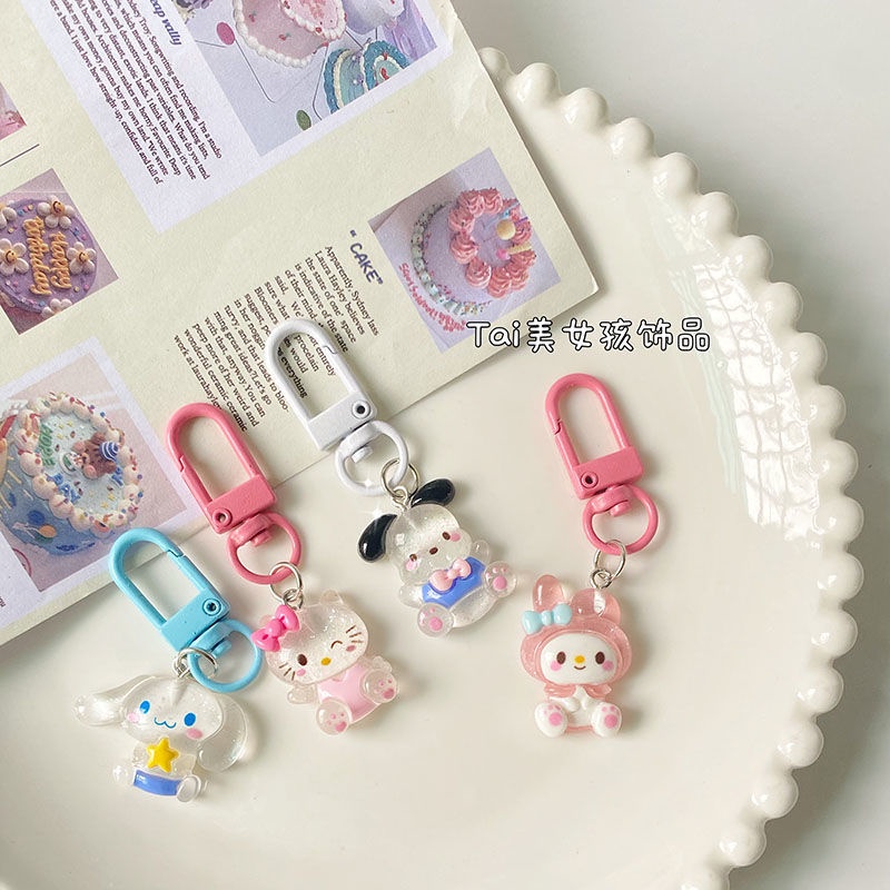 SearAsli Tipis dan Berkilauan Sanrio Gantungan Kunci Kartun Genit Cinnamoroll Babycinnamoroll Clow00