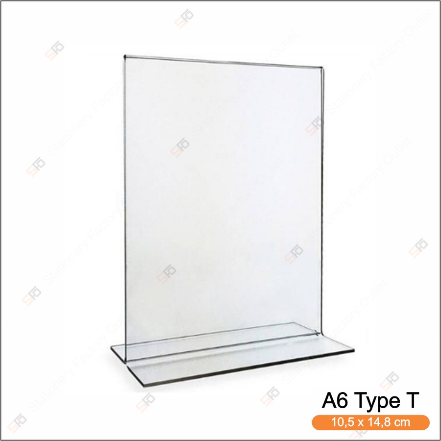 

Tempat Brosur Akrilik A6 Tipe T - Tent Card Holder Acrylic Display - SFO Semarang Official
