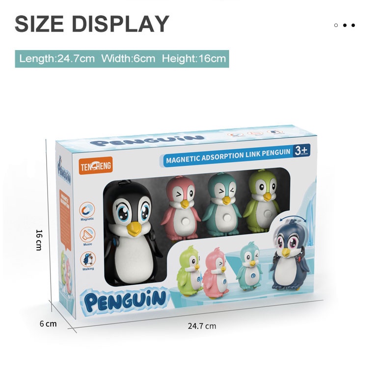 Penguin 4pcs | Musuk Magnet Dan Berjalan | Mainan Anak 1-2-3 Tahun Mainan Edukasi | Hadiah Ulang Tahun Anak Perempuan 1 Tahun