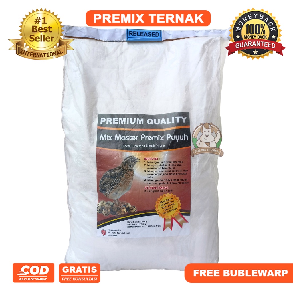 MIX MASTER PREMIX PUYUH 1 kg - Suplemen Pakan Pemacu Produksi Telur Untuk Puyuh