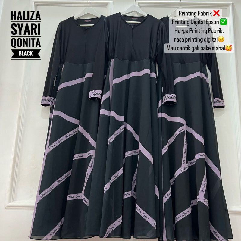 SET GAMIS HALIZA SYARI QONITA BLACK