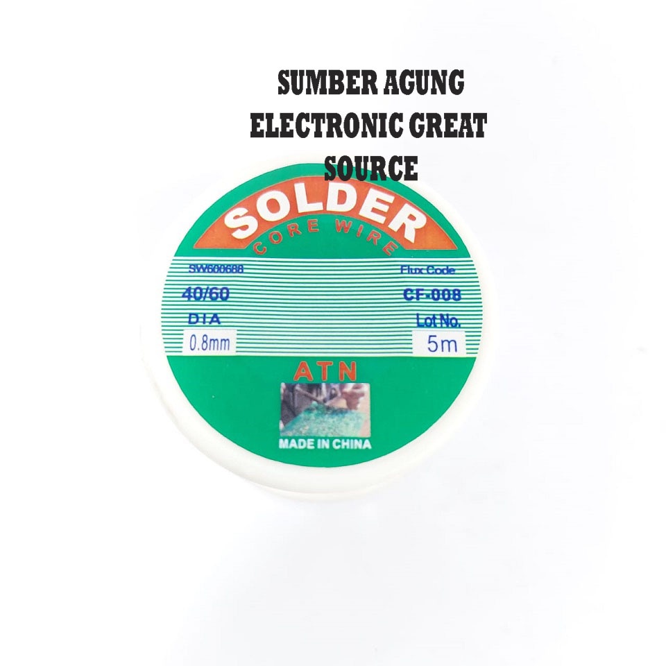 Timah Solder 5M ATN Gulungan Tenol Kecil 0.8mm Diameter Elektro Elektronik