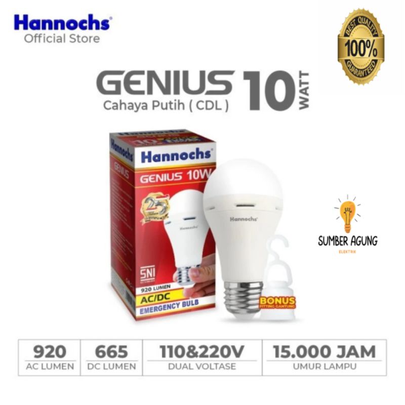 Lampu Hannochs Genius LED 10 watt / Lampu Bohlam Emergency