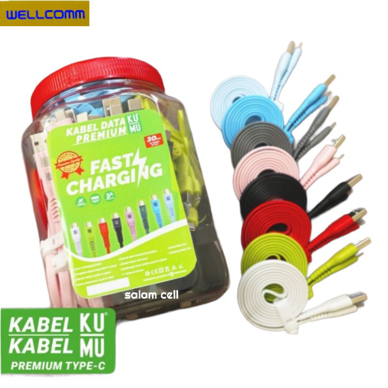 Kabel Data Type-C KuMu Fast Charging By Wellcomm Original Garansi Resmi