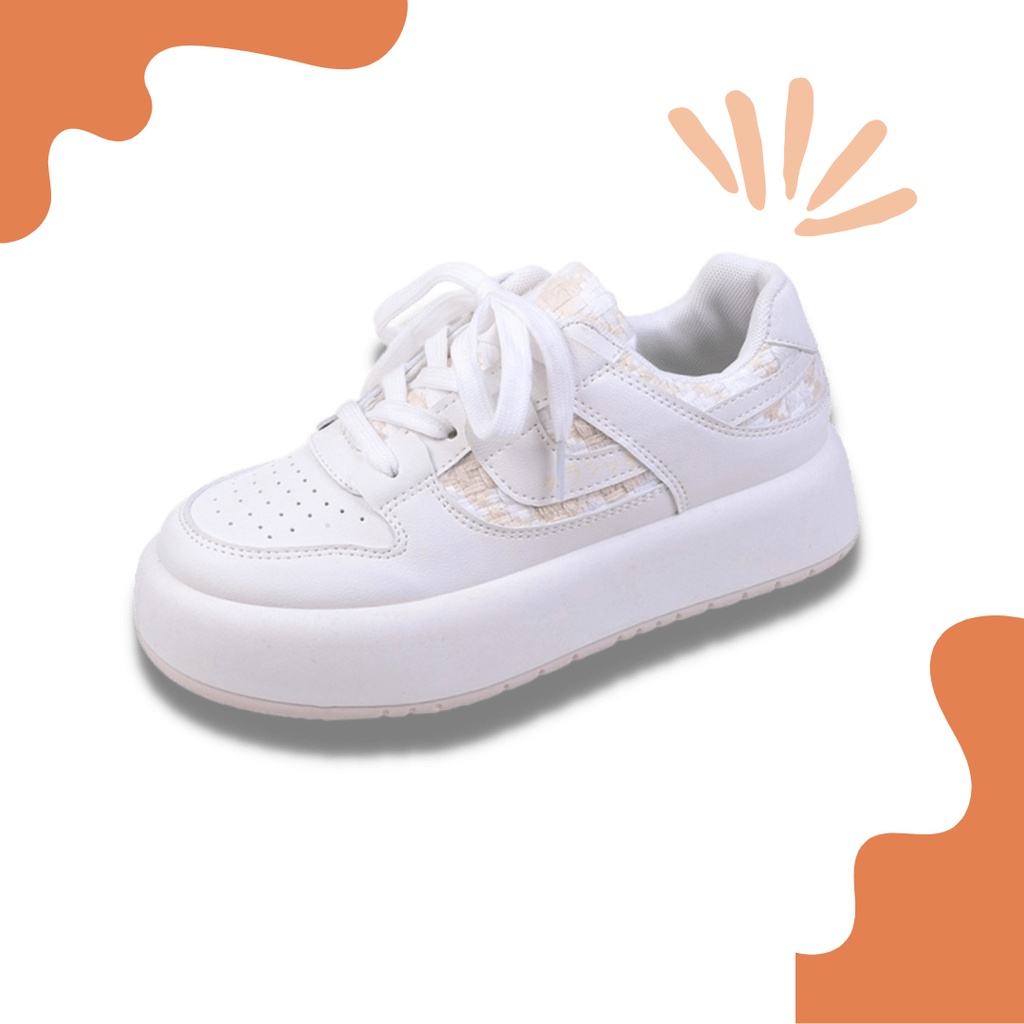 SNEAKERS PUTIH - PINK WANITA KOREA IMPORT