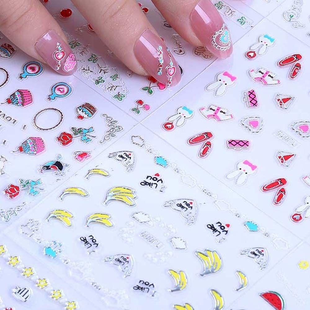 Mxbeauty Anak Stiker Kuku Anak-Anak Perekat Diri Manikur Aksesoris Bunga Bronzing Nail Stickers