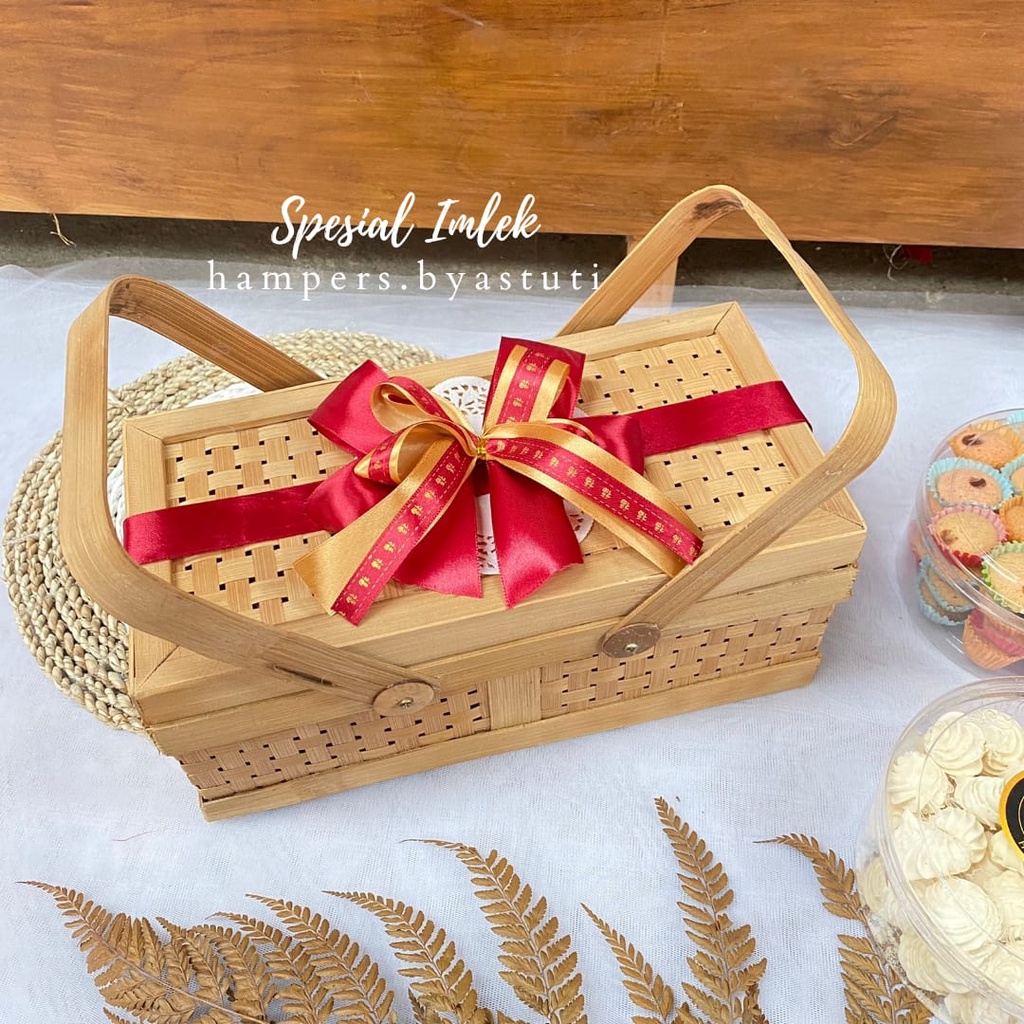[ SPESIAL HAMPERS CNY 2023 ] PARSEL PERSEGI PANJANG 30x15 HIAS PITA IMLEK | kue imlek | parsel imlek