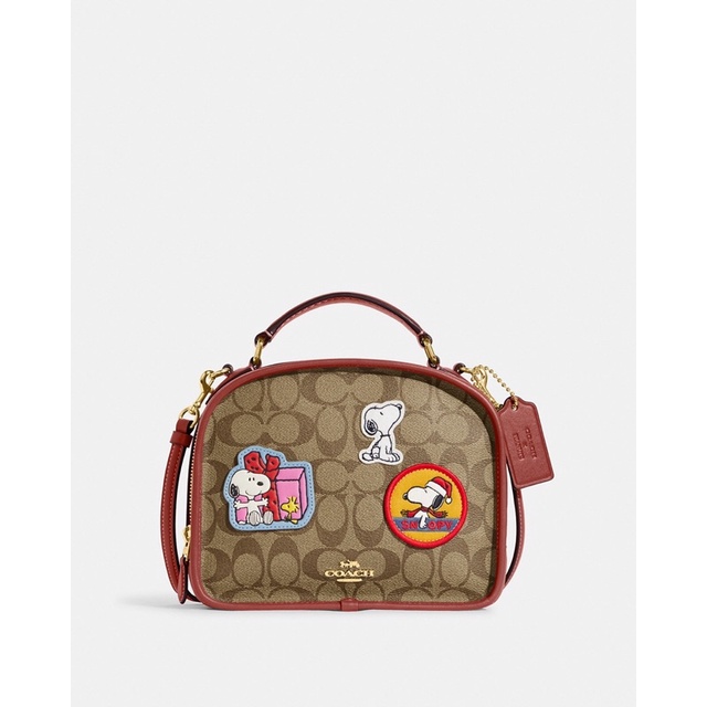 Coach X Peanuts Lunch Pail In Signature Canvas With Patches (CE847)