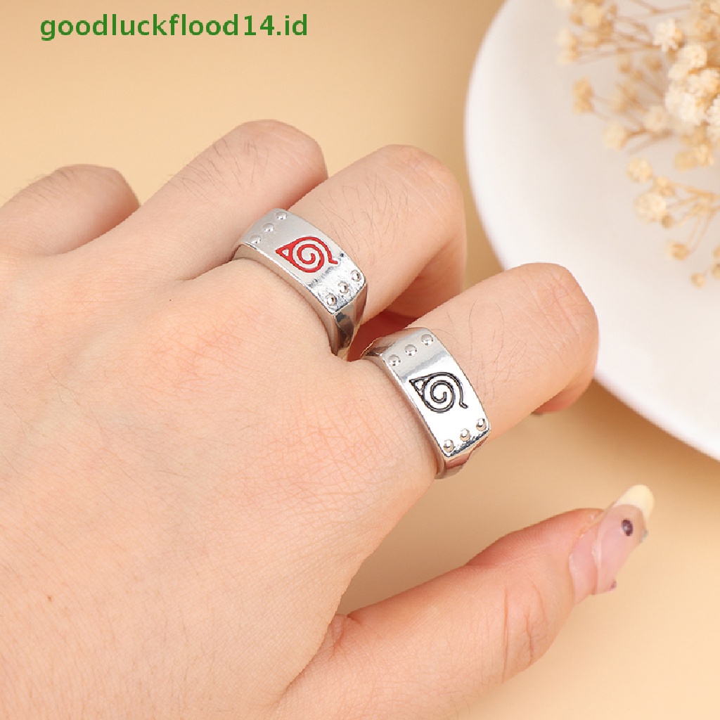 [GOOGFOUR] Daun Cincin Konoha Uzumaki Simbal Logo Tanda Sasuke Itachi Ninja Fashion Logam Anime Perhiasan Cosplay Naruto Cincin Terbuka Adjustable Ring [TOP]