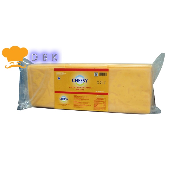 Keju Cheesy slice quick melt 1,2kg 84s red cheese cheddar orange