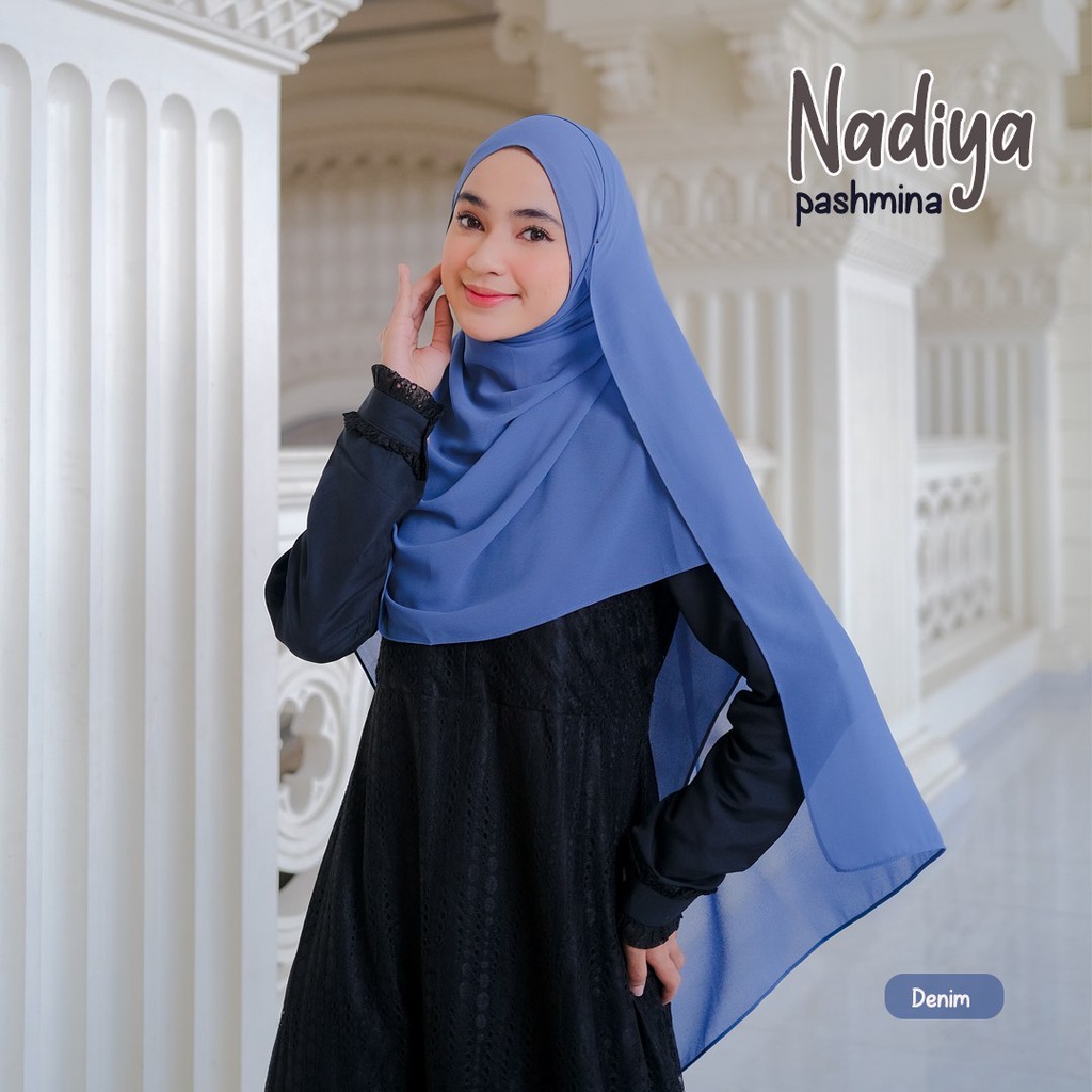 Riskirich Nadiya Hijab Pashmina Syari 72x195cm Ceruty Baby Doll Polos Premium