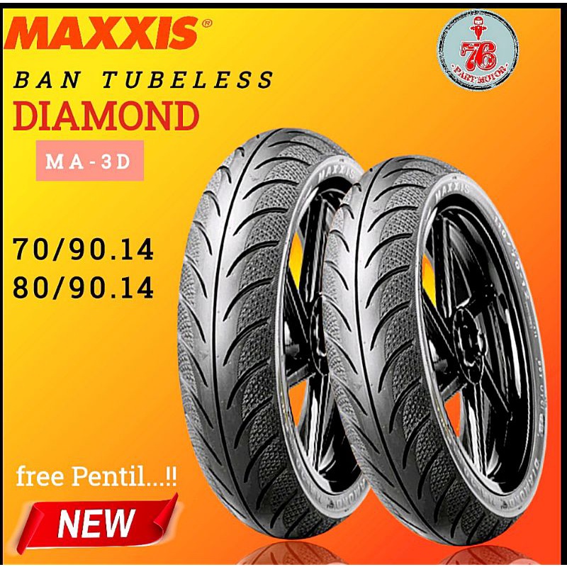 PAKET BAN MAXXIS DIAMOND 70/90 + 80/90 RING 14 FREE PENTIL