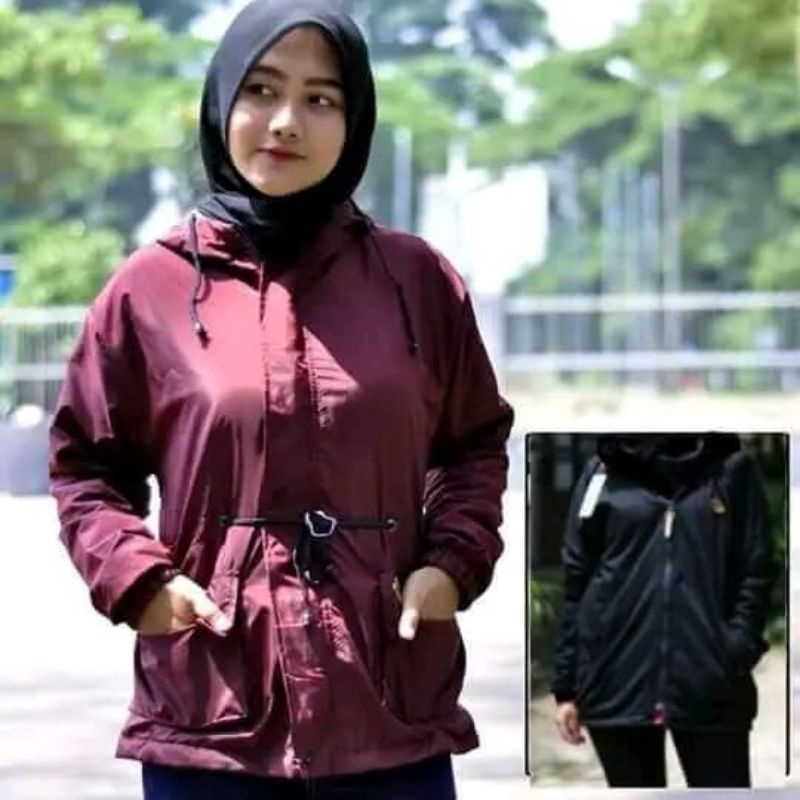 JAKET PARKA WANITA BIG SIZE BAGIAN HOODIE BISA DILEPAS DAN BOLAK BALIK