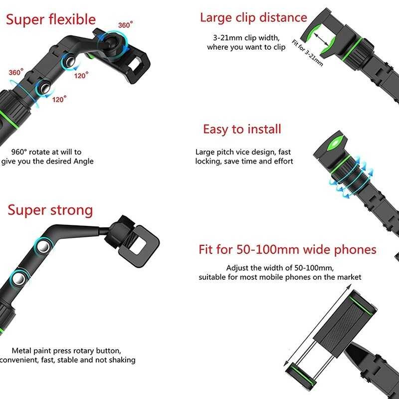 Holder Smartphone HP Mobil Multifungsi Clamp Rod Tiang Meja 360 Rotary