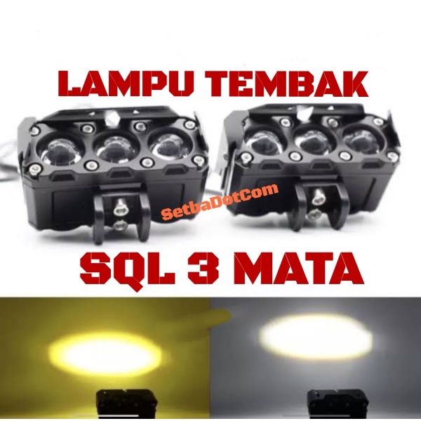 LAMPU TEMBAK LASER SQL 3 MATA BIJIAN WITH KIPAS FAN SUPER BRIGHT HI LOW 60W GUN FOGLAMP FOG LAMP DRI