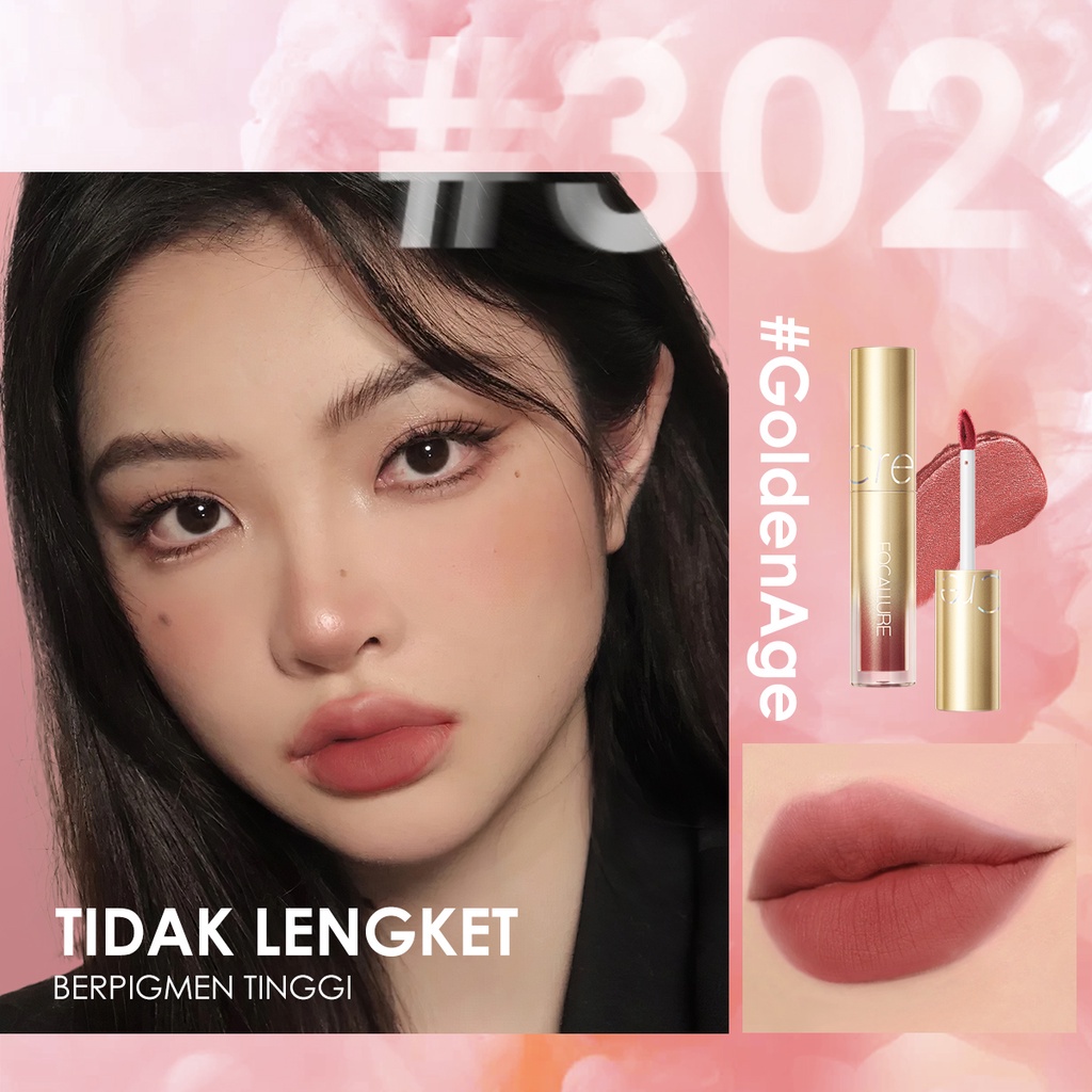 NIK - FOCALLURE Cream Lip | Silky Smooth Lip Cream | Waterproof | Lip Cream | Air Mist Lip Cream Velvet Matte Silky-Smooth Waterproof Lipstik FA344 #GoldenAge BPOM Original