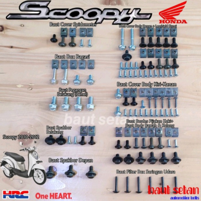 baut full set body scoopy karbu 2010 - 2013/baut lengkap body scoopy