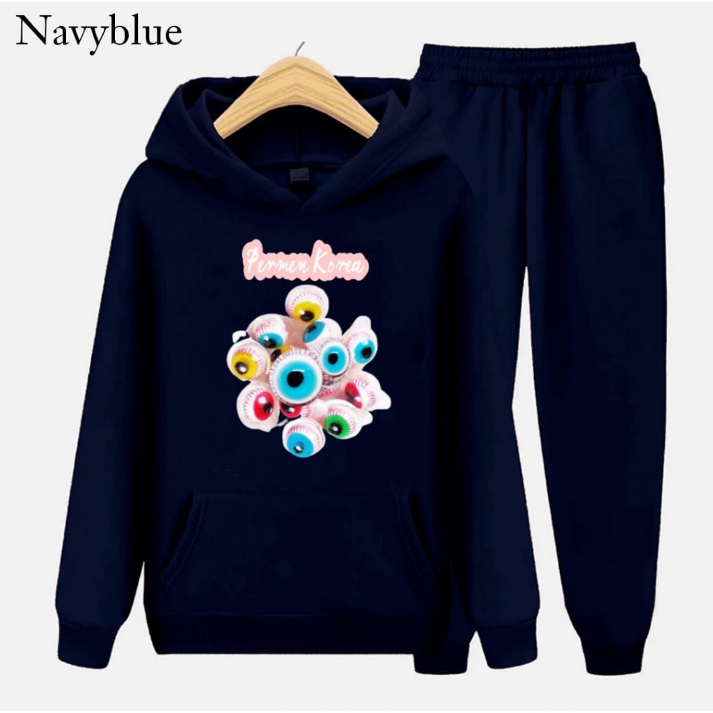 Hzl_outfit Sweater Setelan Hoodie Anak Permen Korea/Sweater Setelan Anak Hoodie S.M.XL