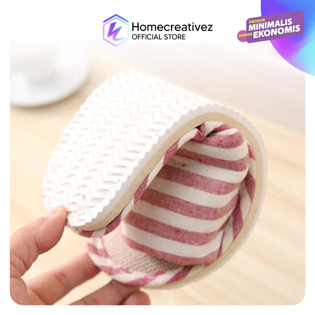 Homecreativez - Sendal Slop Rumah Nyaman Empuk - Sandal Selop Linen Indoor