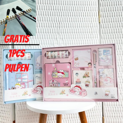 

PAKET ALAT TULIS 7 IN 1 alat tulis jurnal kelinci / panda ready 2 warna cantik lucu