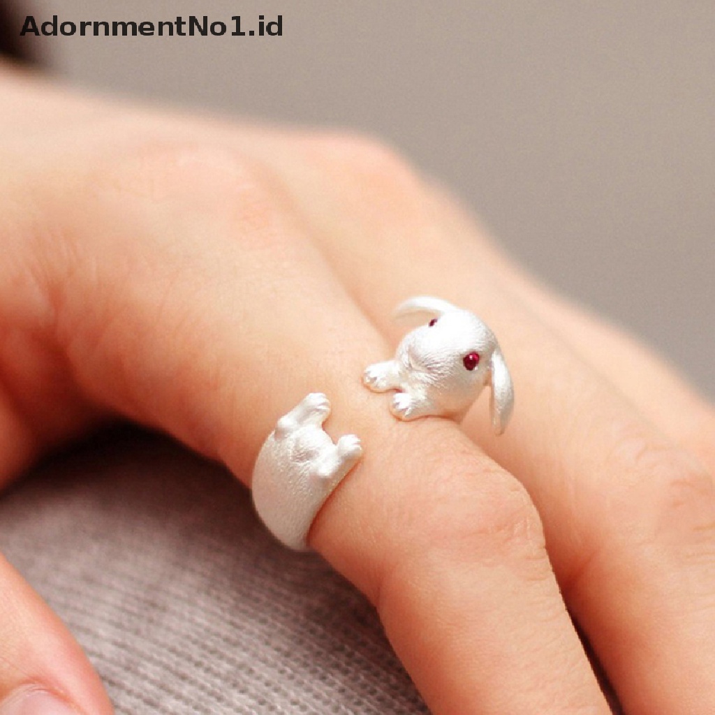 [AdornmentNo1] Cincin Vintage Lucu Stereoskopik Kelinci Hewan Open Adjustable Untuk Wanita Pria [ID]