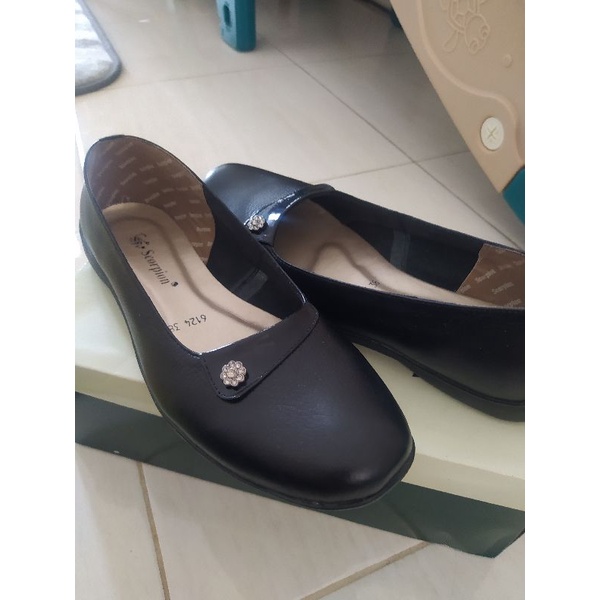 Sepatu Pantofel Formal Wanita Kulit SCORPION 6124 Hitam ORIGINAL