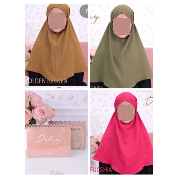 Ditsy veil crinkle dan little veil crinkle size 3 untuk usia 7-10 tahun