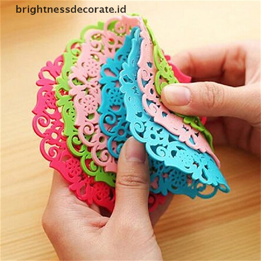 [Birth] Renda Bunga Doilies Silicone Coaster Tea Cup Mats Pad Alas Tatakan Papan Insulasi [ID]