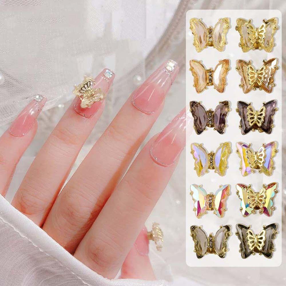 Mxbeauty Kupu-Kupu Nail Art Rhinestones Wanita Manicure Aksesoris Hiasan Kuku Perhiasan Kuku