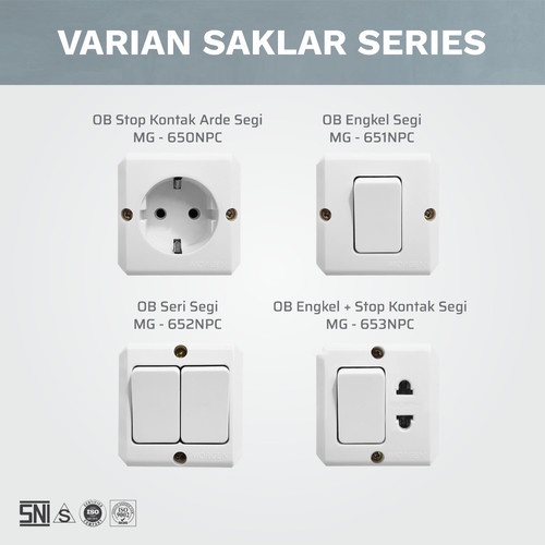 SAKLAR OUTBOW MORGEN O SERIES  STOPKONTAK ARDE SEGI, SAKLAR ENGKEL SEGI , SAKLAR SERI SEGI , SAKLAR ENGKEL + STOPKONTAK / SNI