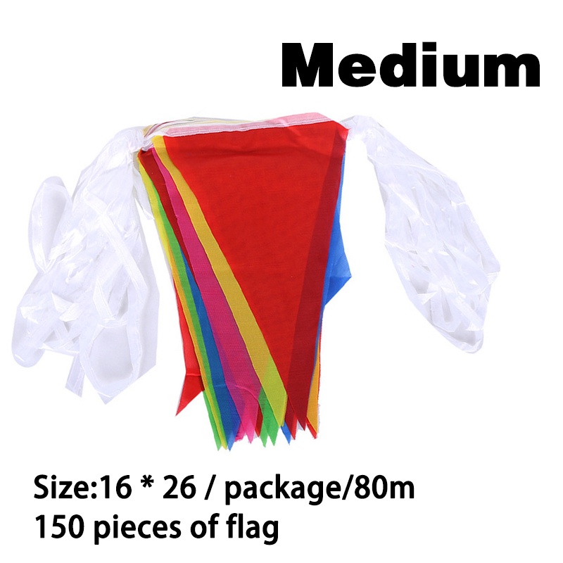 150Pcs Bendera Segitiga 80 Meter / Bendera Kain Segitiga Warna Warni