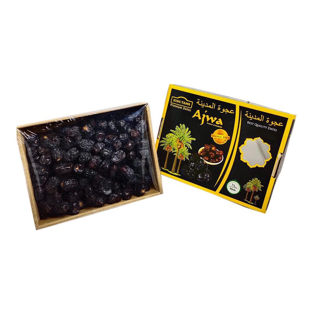 

KURMA AJWA 1 KG 800 GR 500 GR 7 Butir KEMASAN PREMIUM & Repack / Kurma Nabi Asli Madinah Premium Grade A Grade First / Kurma Sunnah Ajwa Premium Kemasan Dus Premium - AYW