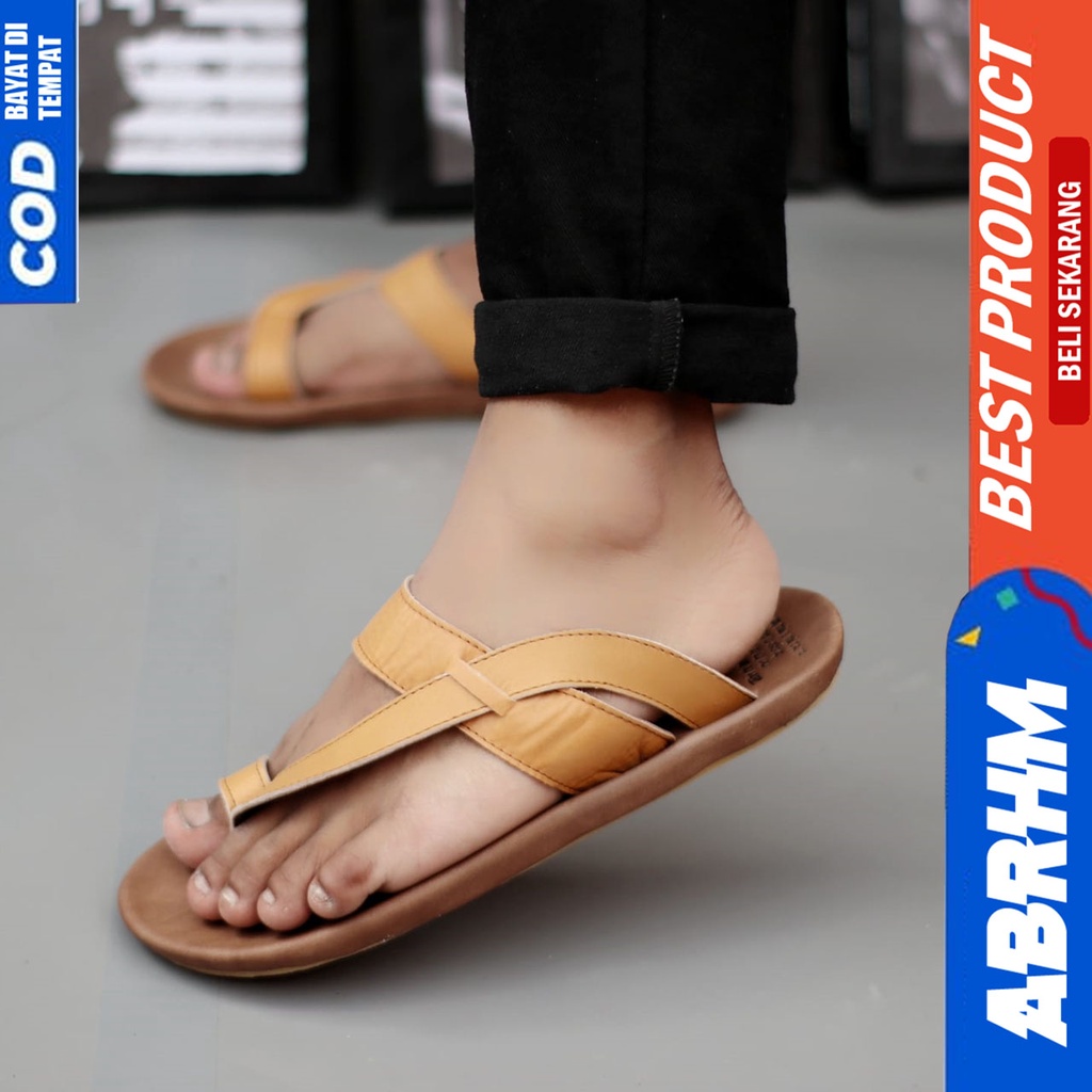 Sandal Kulit Pria Sendal Jepit Pria Original Abrhm WIROS