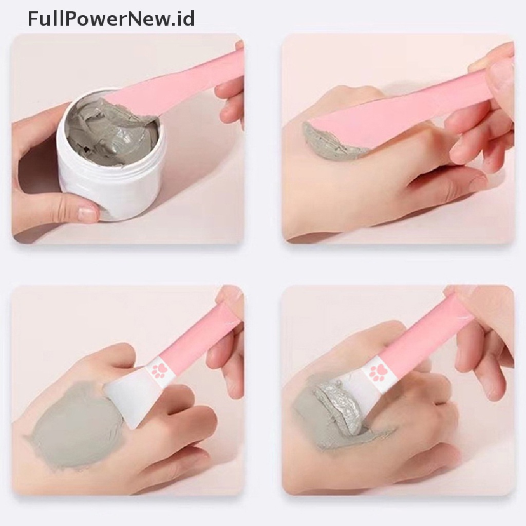 Power1/5pcs Sikat Masker Wajah Dua Kepala Bahan Silikon Untuk Wajah Dioleskan Lumpur Clay ID