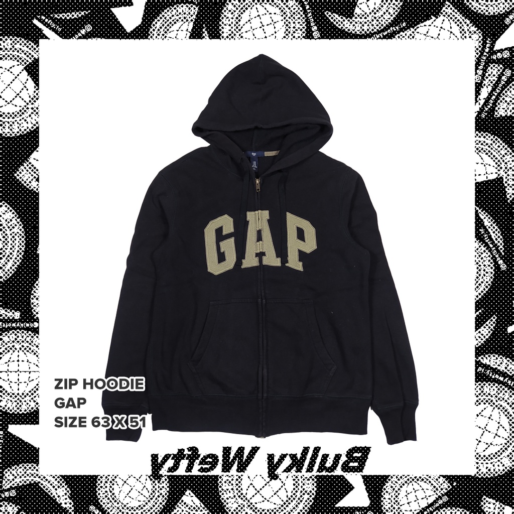 Gap Zip Hoodie Black Hitam - Thrift Second Stuff Original