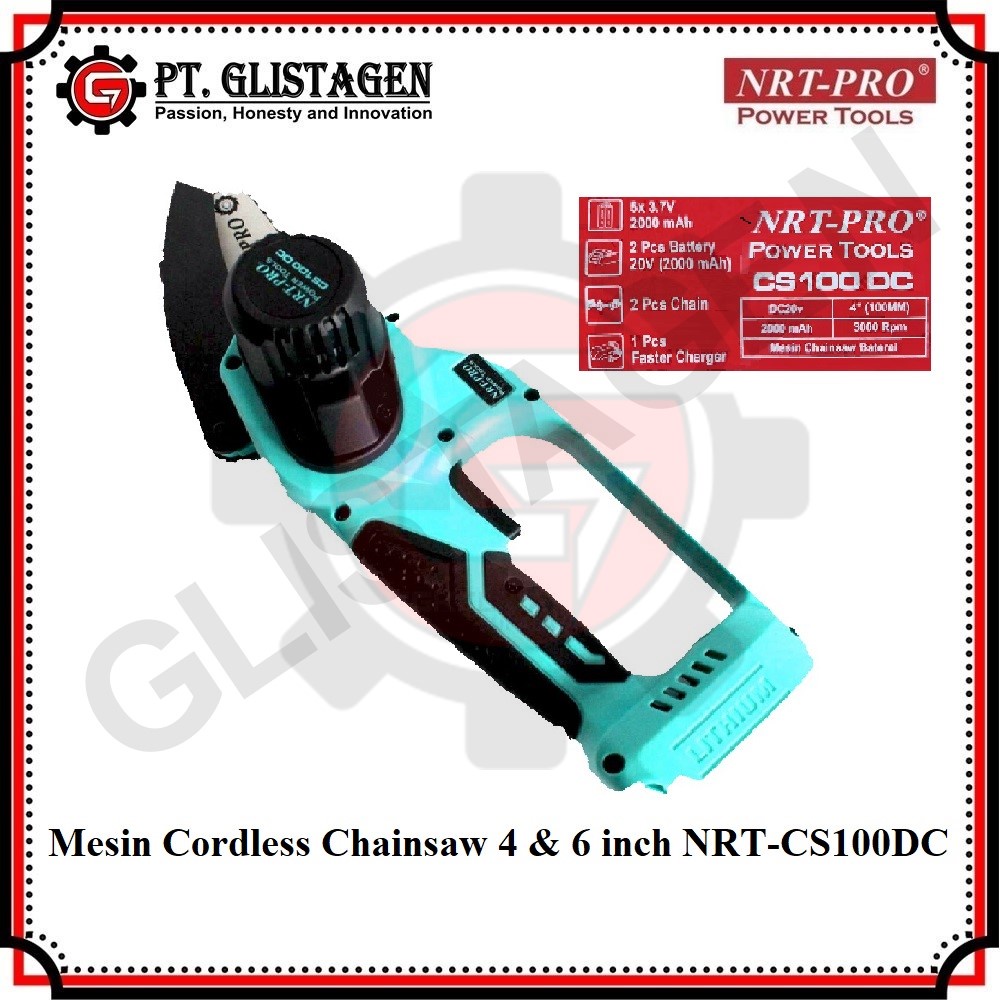NRT-PRO CS100 Mini Chainsaw Cordless 6&amp;4 Inch CS 100 DC Chainsaw Baterai