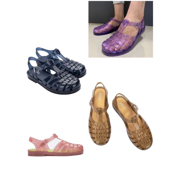 1:1 Ori Melissa Possession Mels Transparent Glitter Sepatu Sandal Karet Wanita Santai Kekinian Terbaru