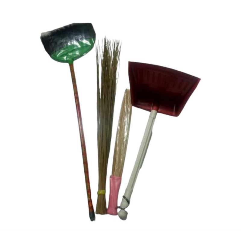 PAKET HEMAT 4 IN 1 SAPU LIDI KASUR SAPU IJUK HITAM SEROK SAMPAH SAPU LIDI TANAH
