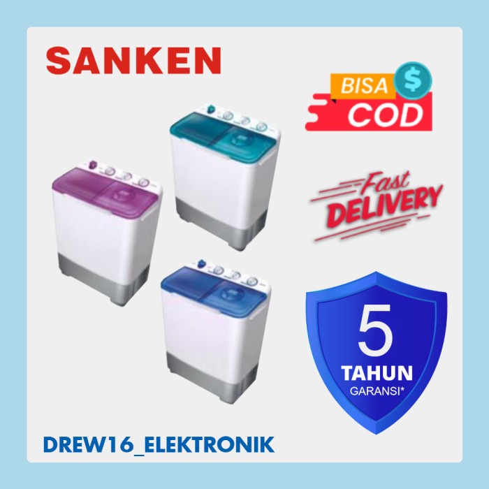 (READY COD) Mesin Cuci 2 Tabung Sanken TW-8800. 8Kg