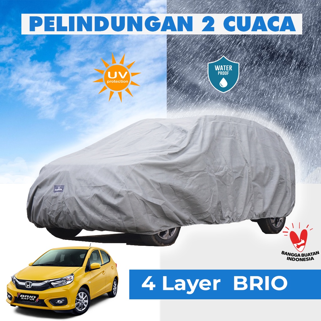 4 Lapis Body Cover Mobil Brio Outdoor Sarung Mobil Brio Tahan Air Waterproof