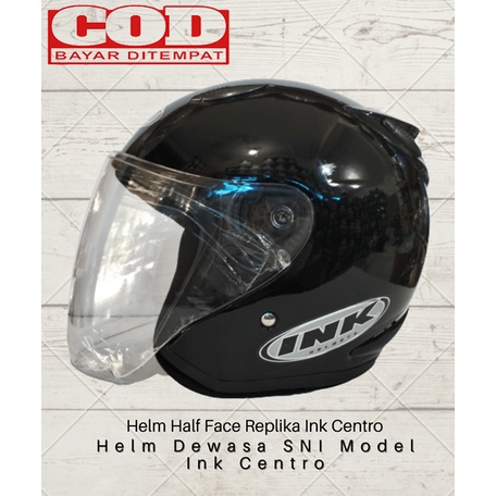 Helm Half Face Ink Centro Kw Replika Solid Hitam Glosy Helm Dewasa SNI Packing Free Kardus